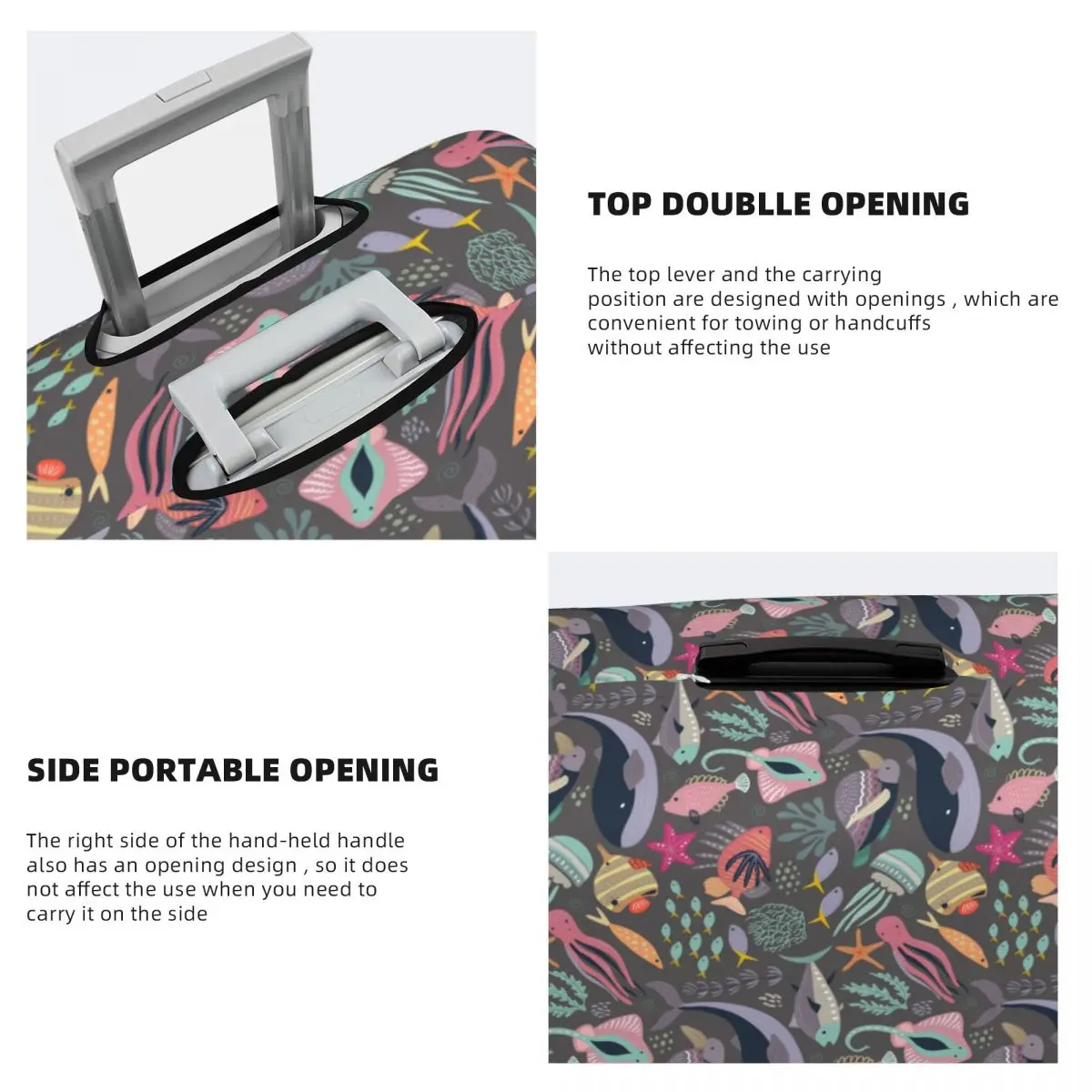 Marine Life Suitcase Cover Fish Turtle Star Pattern Business Flight Fun Luggage Case Protector