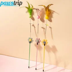 Varita interactiva con plumas para gatos y gatitos – Antiaburrimiento
