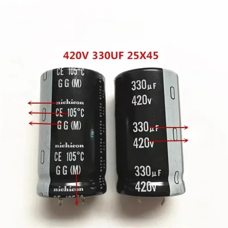 2PCS/10PCS Nichicon GN/GG Series 25x45mm 420V330uF Snap-in PSU Electrolytic Capacitor