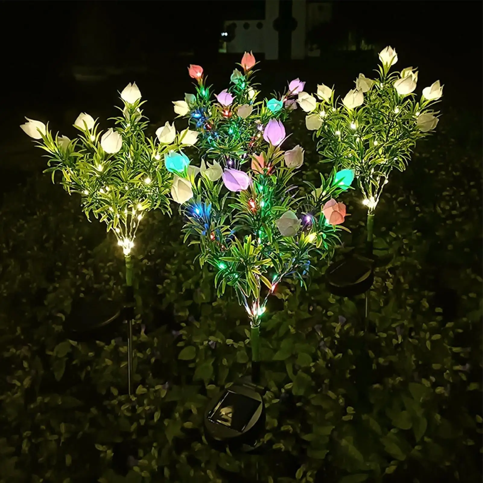 Flower Solar Lights LED Waterproof Realistic Decoration Garden Lights Solar Powered For Patio Garden Balcony Flower Beds Pathway