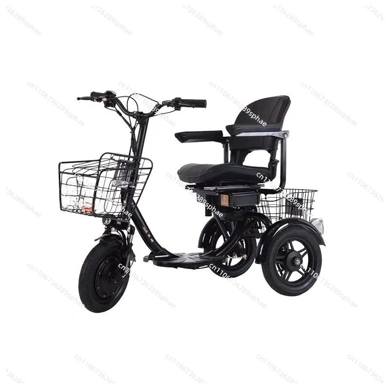Elderly electric tricycles adult scooters are convenient to ride and have two baskets in the front and rear