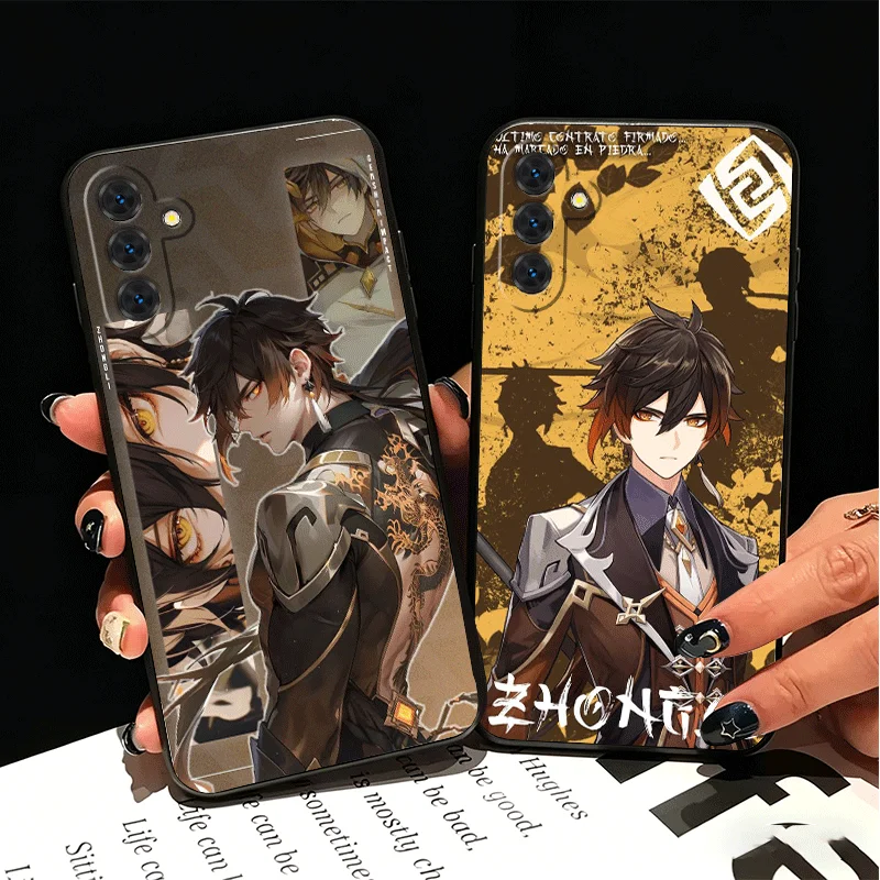 Genshin Impact Zhongli Silicone Phone Case for Samsung A17 A16 A15 A14 A13 A57 A56 A55 A54 A53 A37 A36 A35 A34 A33 A27 A26 A25 A