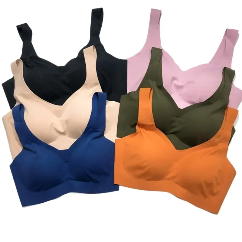 Ice Silk No Steel Ring Sports Bra Breathable comfortable Yoga Gym Gathering Deep V Tank Top Style Traceless Sports Bra Women