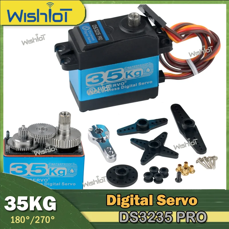 Serwo cyfrowe 35kg Bezrdzeniowy Silnik Przekładnia Stalowa IP66 180 ° /270 °   Części do serw, funkcji zasilania do modeli RC samochodów/robotów w skali 1:8, 1:10, 1:12
