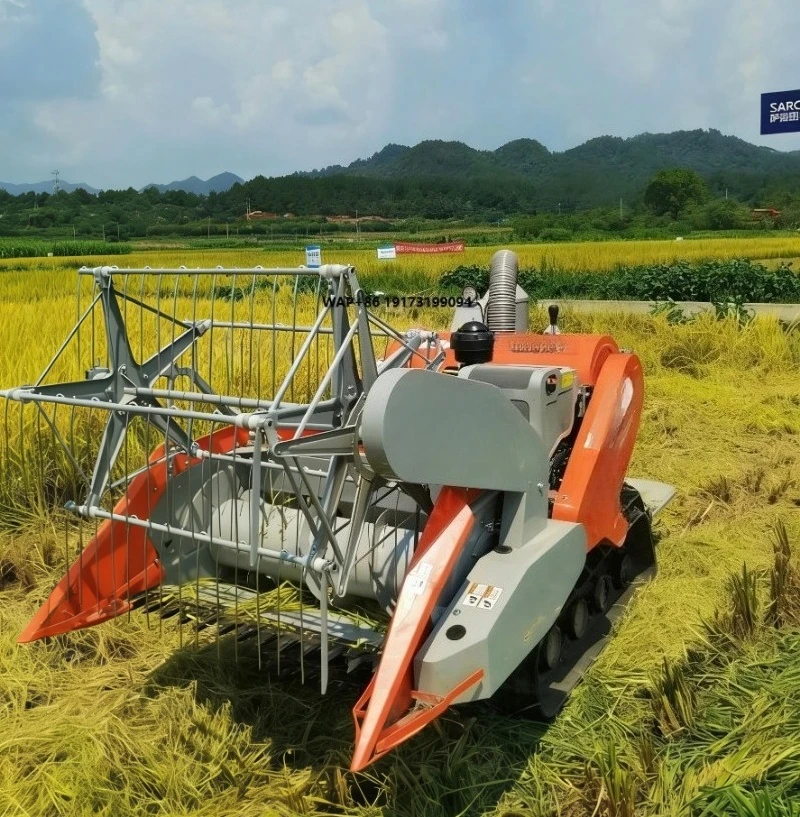 15HP Mini Crawler Combine Harvester for Rice, Wheat, Rapeseed, Soybean, Sorghum