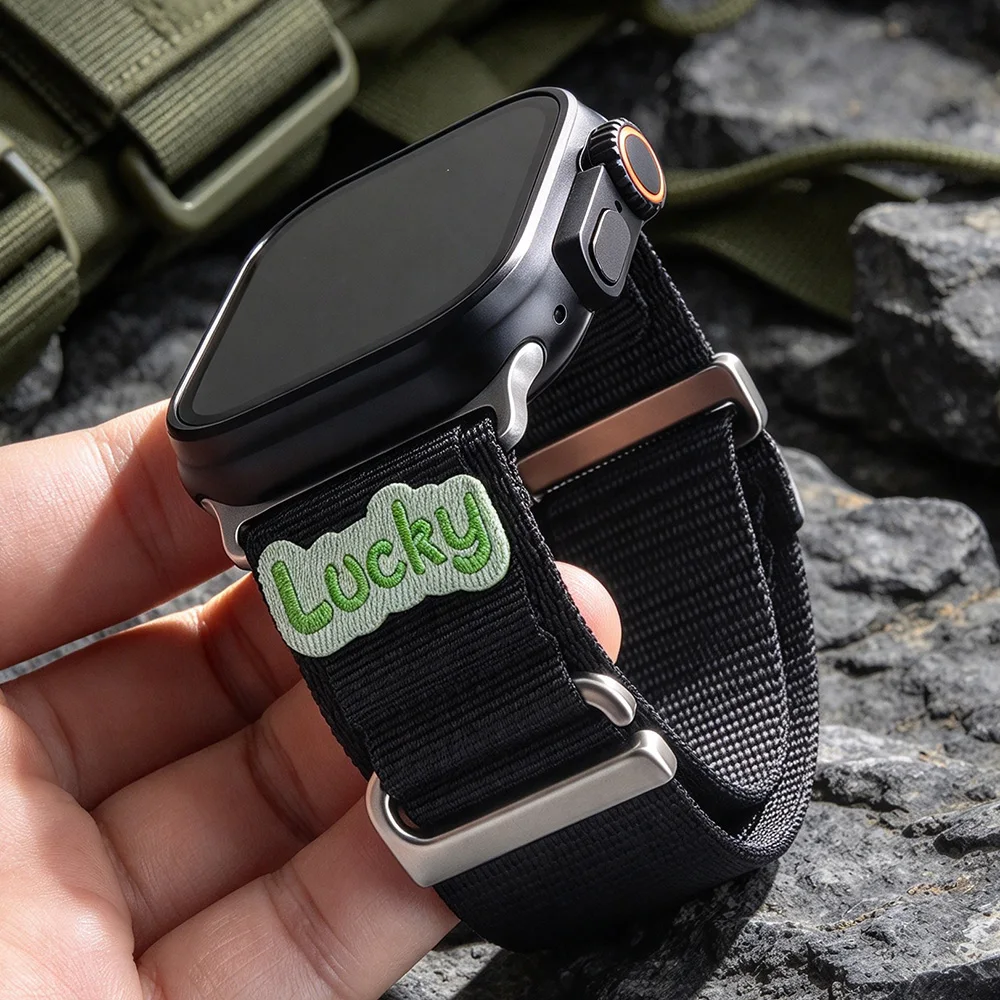 Lucky Mountain Loop Nylon Band for Apple Watch Ultra 4/3/2 49mm IWatch Series 12 11 10 9 8 SE 7 6 5 4 3 Breathable Sports Strap