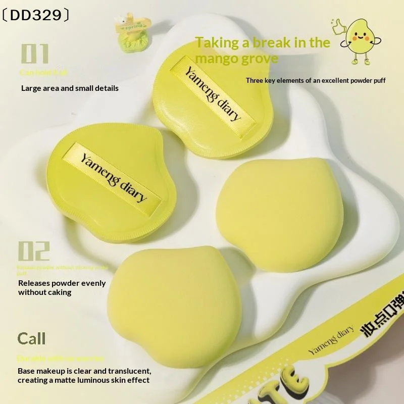 2 Pieces Mango-shaped Marshmallow Powder Puff Wet And Dry Dual-use Soft & Skin-friendly Makeup Sponge〔DD329〕
