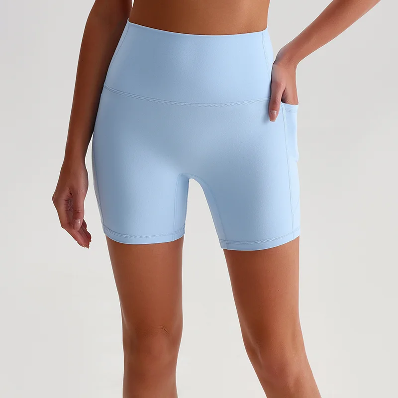 ABS LOLI-pantalones cortos de Yoga para mujer, Shorts de cintura alta sin costura frontal, Control de barriga, Fitness, entrenamiento atlético,