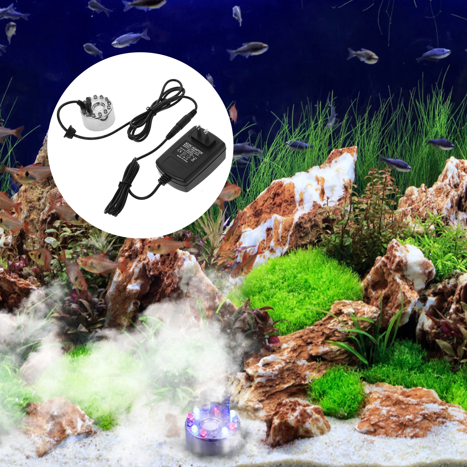 

12 Colorful LED Ultrasonic Atomizer Mist Maker Water Fogger 16mm Film 3000ML/H Ideal for Garden Use