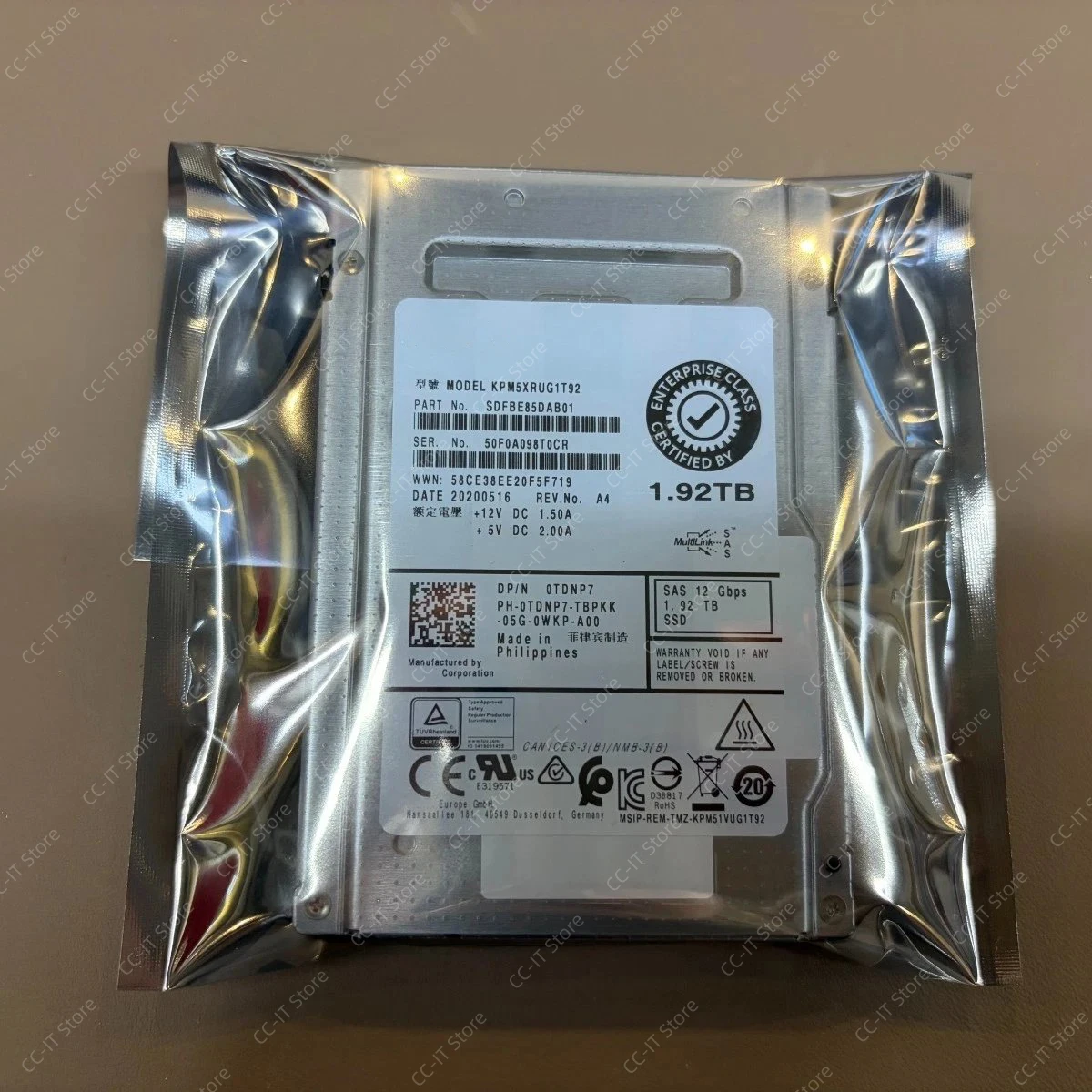 1.92TB SAS 12Gbps 2.5'' Enterprise SSD 0TDNP7 KPM5XRUG1T92 SDFBE85DAB01 For ME4024 Storage Solid State Drive