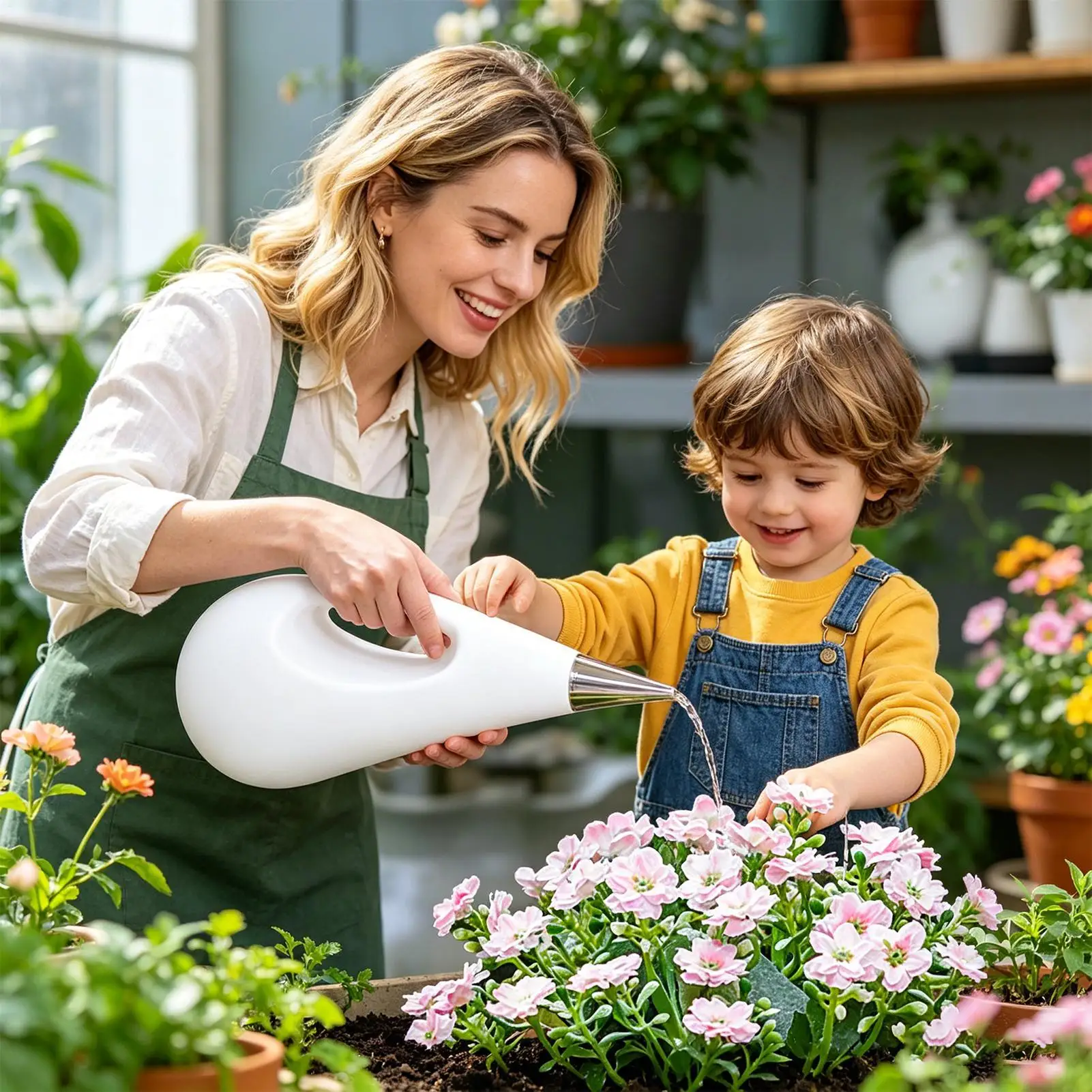 Watering Can Outdoor 2L Large Capacity Teardrop Shape Outdoor Watering Jug for Vegetables Flowers Garden Backyard Indoor Office