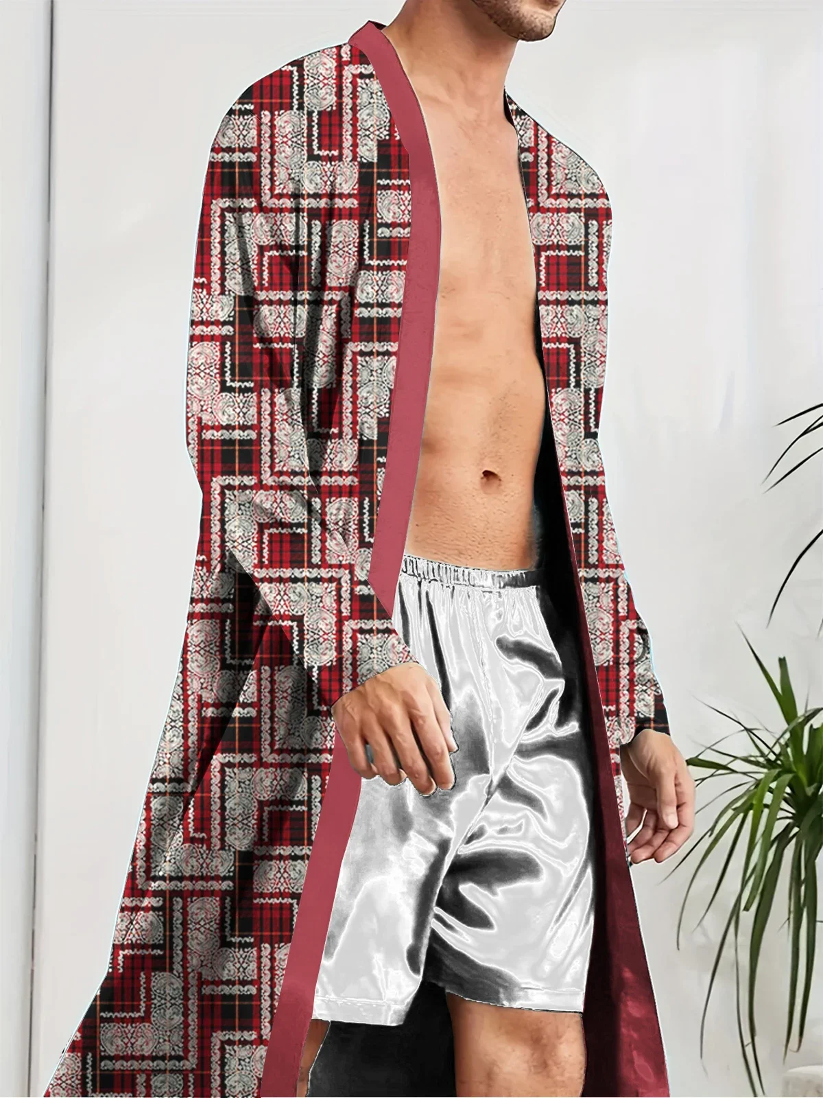 2025 Men's Robes Autumn Winter Men Pajamas Bathrobe Long Sleeve Soft Comfy Casual Lace Up Shower Robe Mid Length Male Loungewear