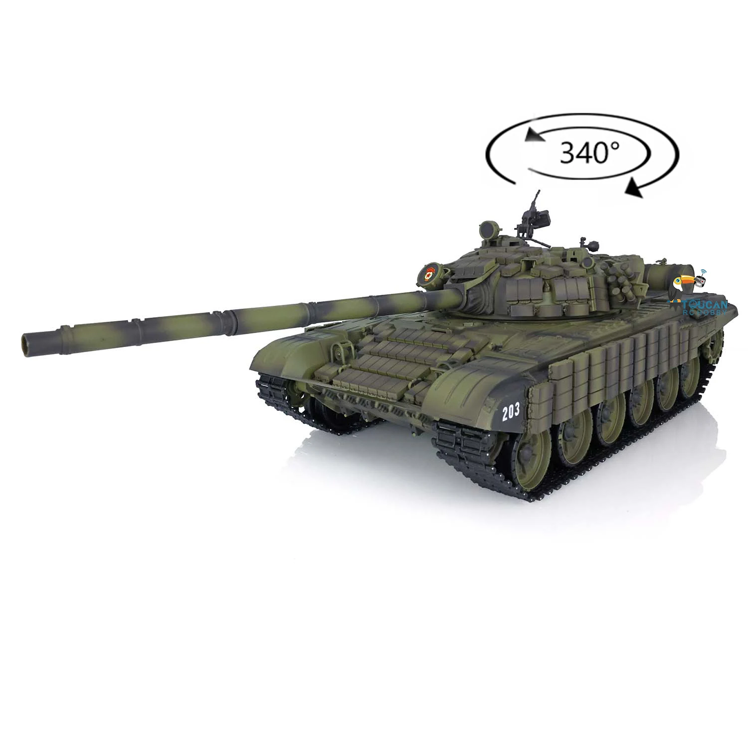 2.4G 1/16 Henglong T72 RC Battle Tank 7.0 Mainboard Plastic Tracks 3939 Ready to Run Tank Model BB Shooting Sound Lights TH20562