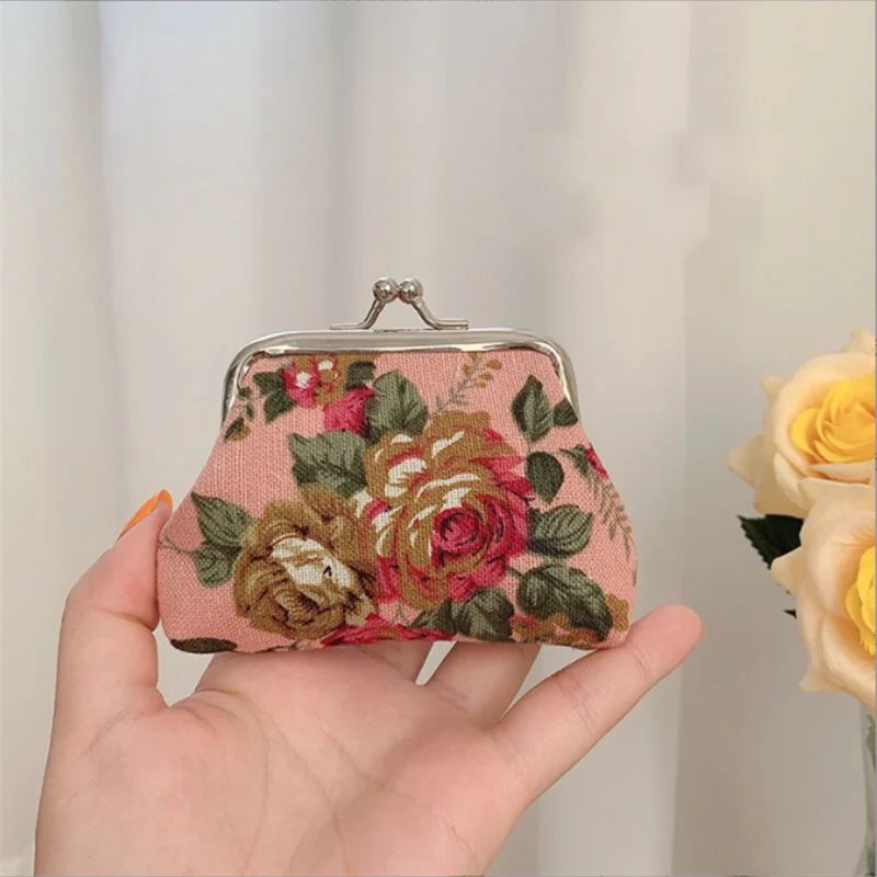 Fashion Rose Coin Purses Holder Women Mini Change Wallets Girl Money Bag Coin Bag Children Zipper Small Pouch Key Pockets