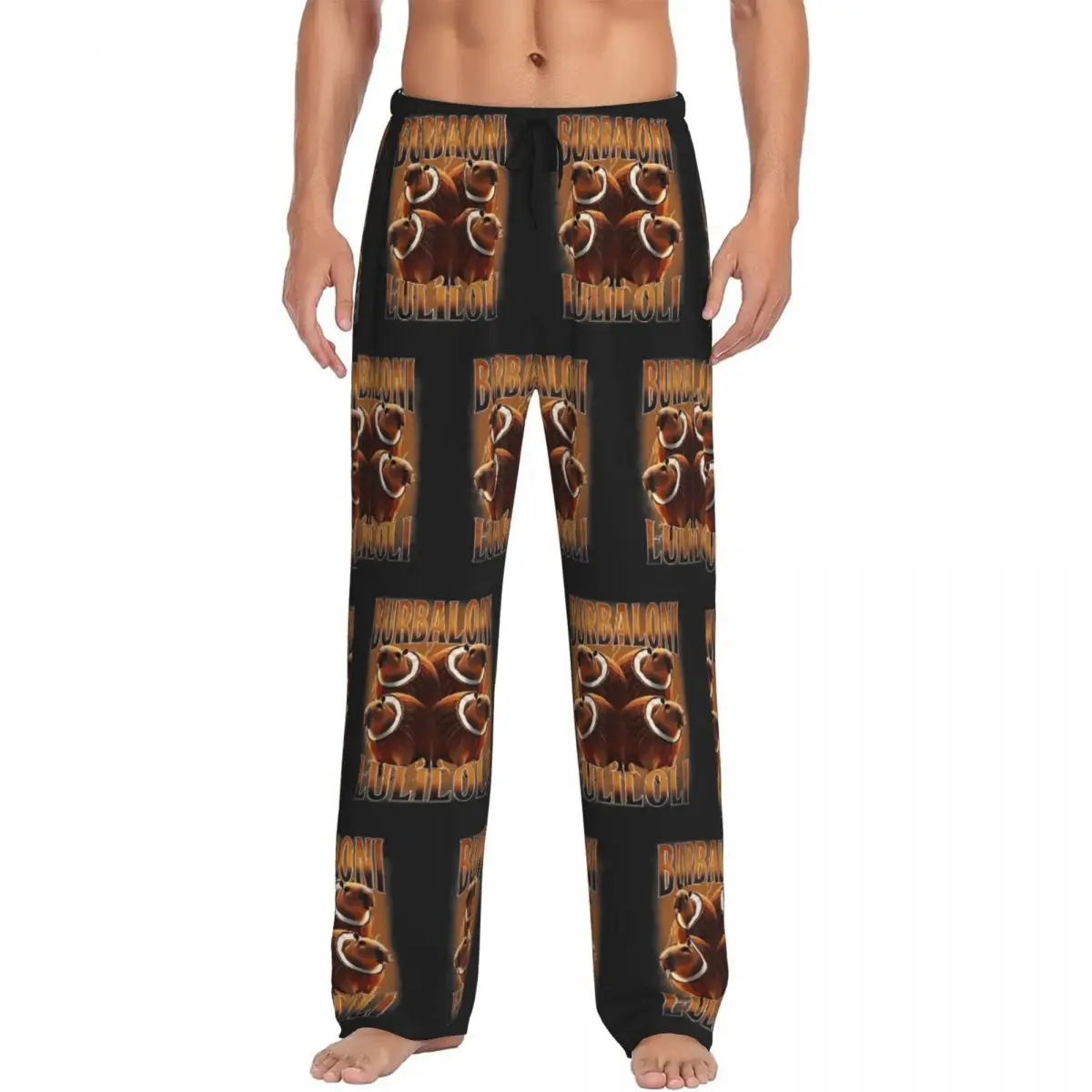 

Custom Print Men's Italian Brainrot Pajama Pants Animals Cartoon Sleepwear Sleep Lounge Bottoms with Pockets