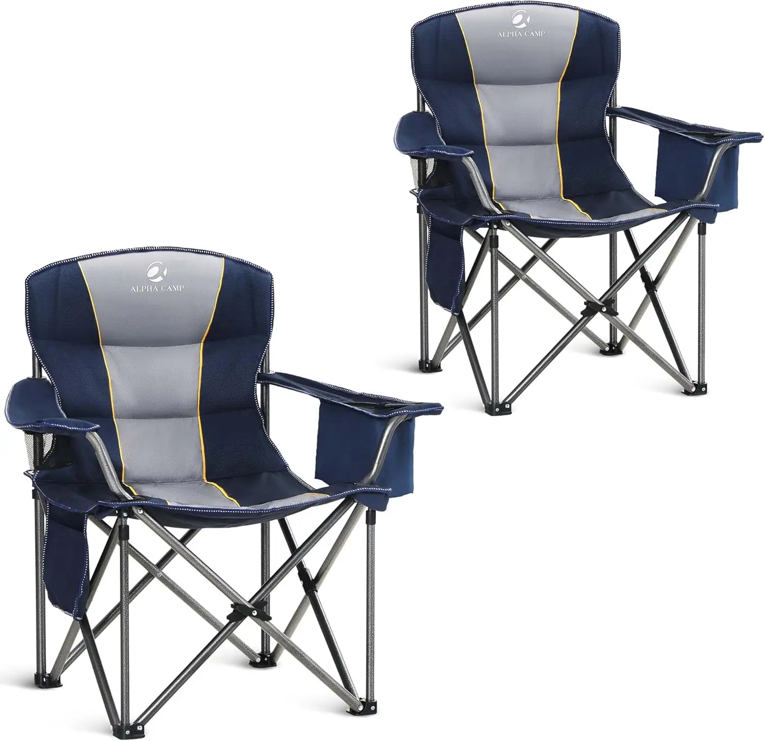 

Heavy Duty Camping Chair 500LBS Capacity, Oversized Folding Chair for Heavy People, Padded Portable Outdoor Chair with C