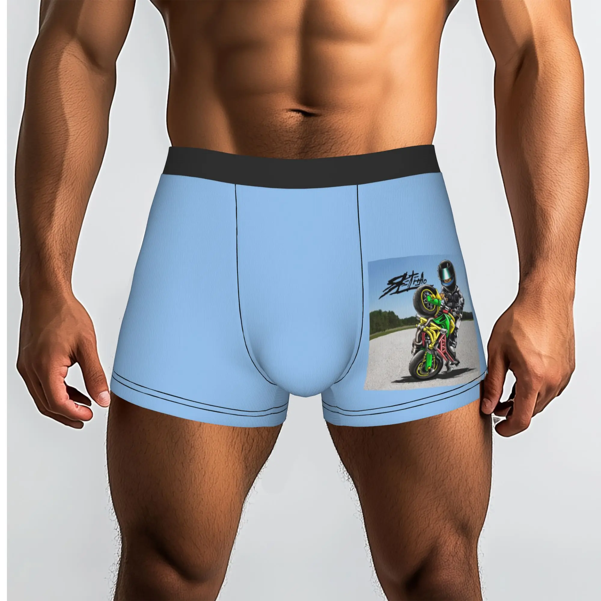 Custom Novelty Cartoon Motorcycle Boxers Shorts Panties Male  Stretch Speed Stunt Sport Mobile Bicycle Briefs Underwear