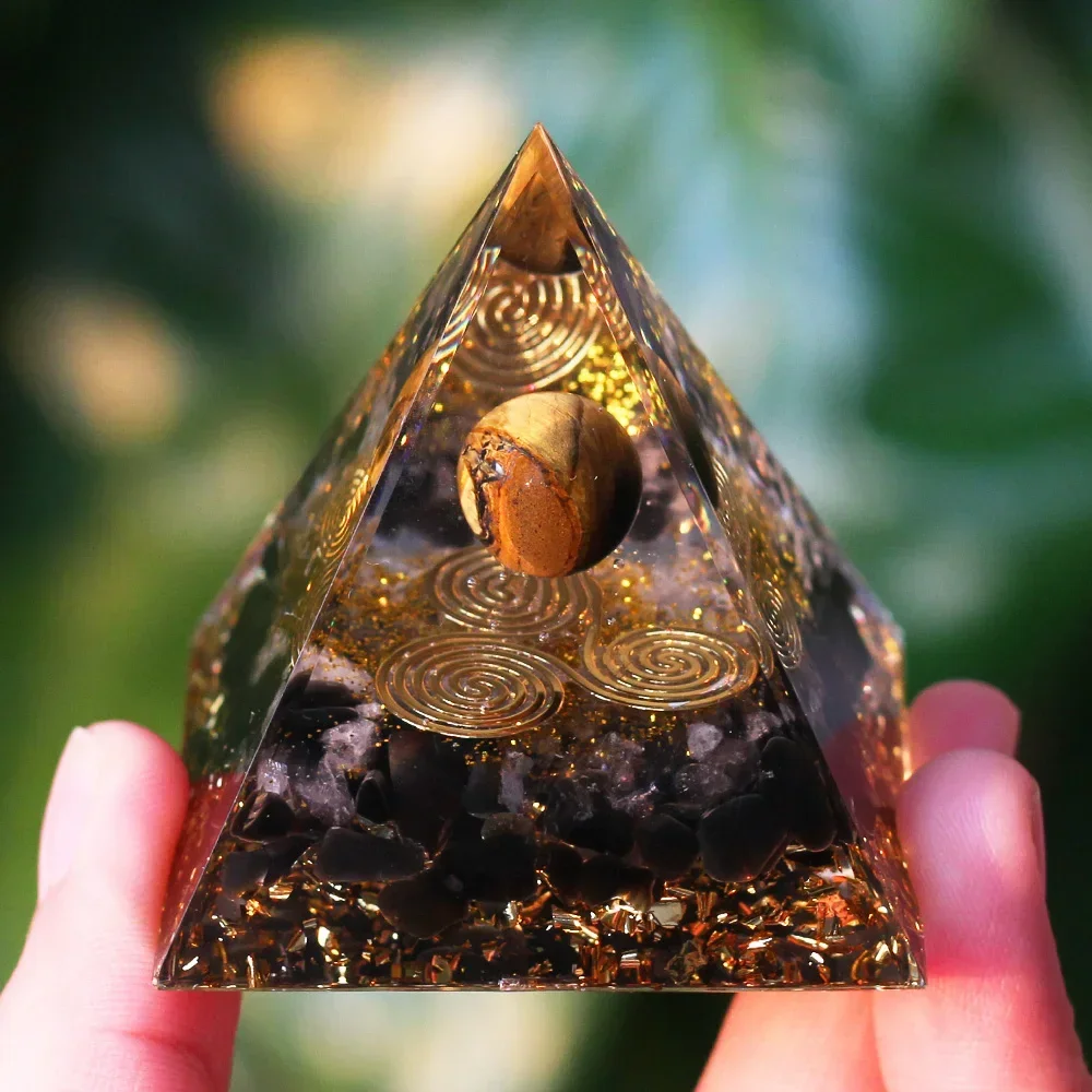 Orgonite Pyramid Healing Crystals Energy Generator Amethyst natural stone pendulum Reiki Chakra Meditation Tool room Decorations