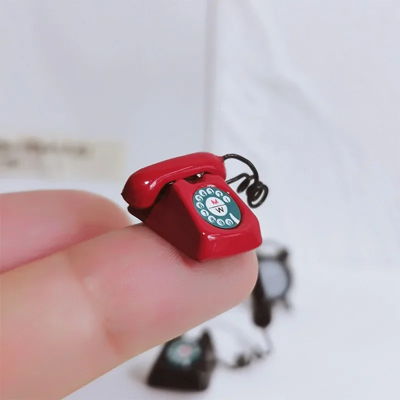 DOLLHOUSE Miniature Food Toy Scene Model Dollhouse Accessories Retro Mini Home Phone