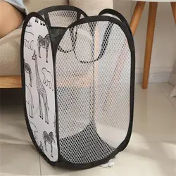 Cartoon Foldable Laundry Basket Large Capacity Organizer Basket for Household Dirty Clothes Nylon Mesh Bag for Toy