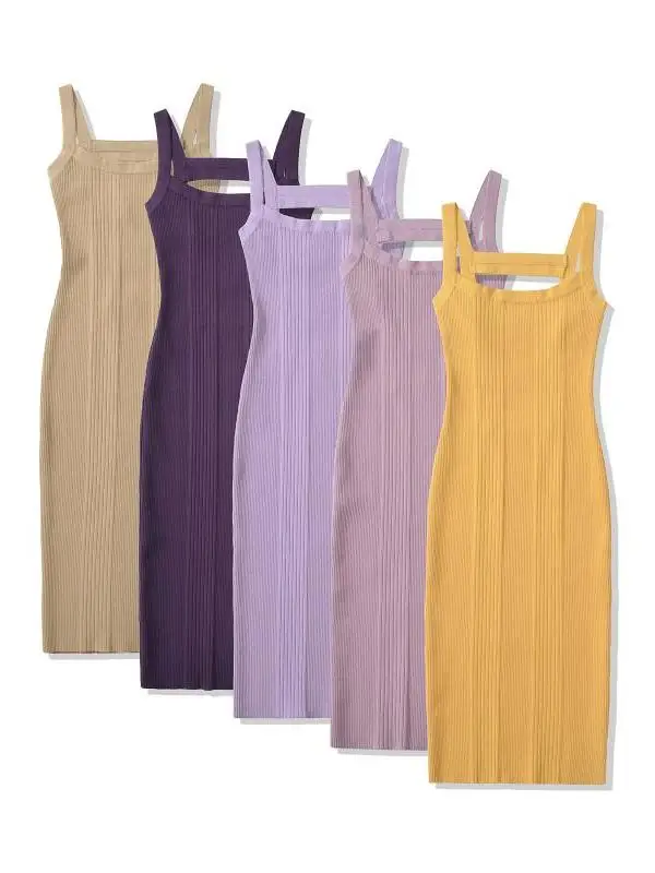 فستان ضيق مثير بتصميم مكشوف الظهر للسيدات، فستان محبوك أنيق للحفلات والسهرات