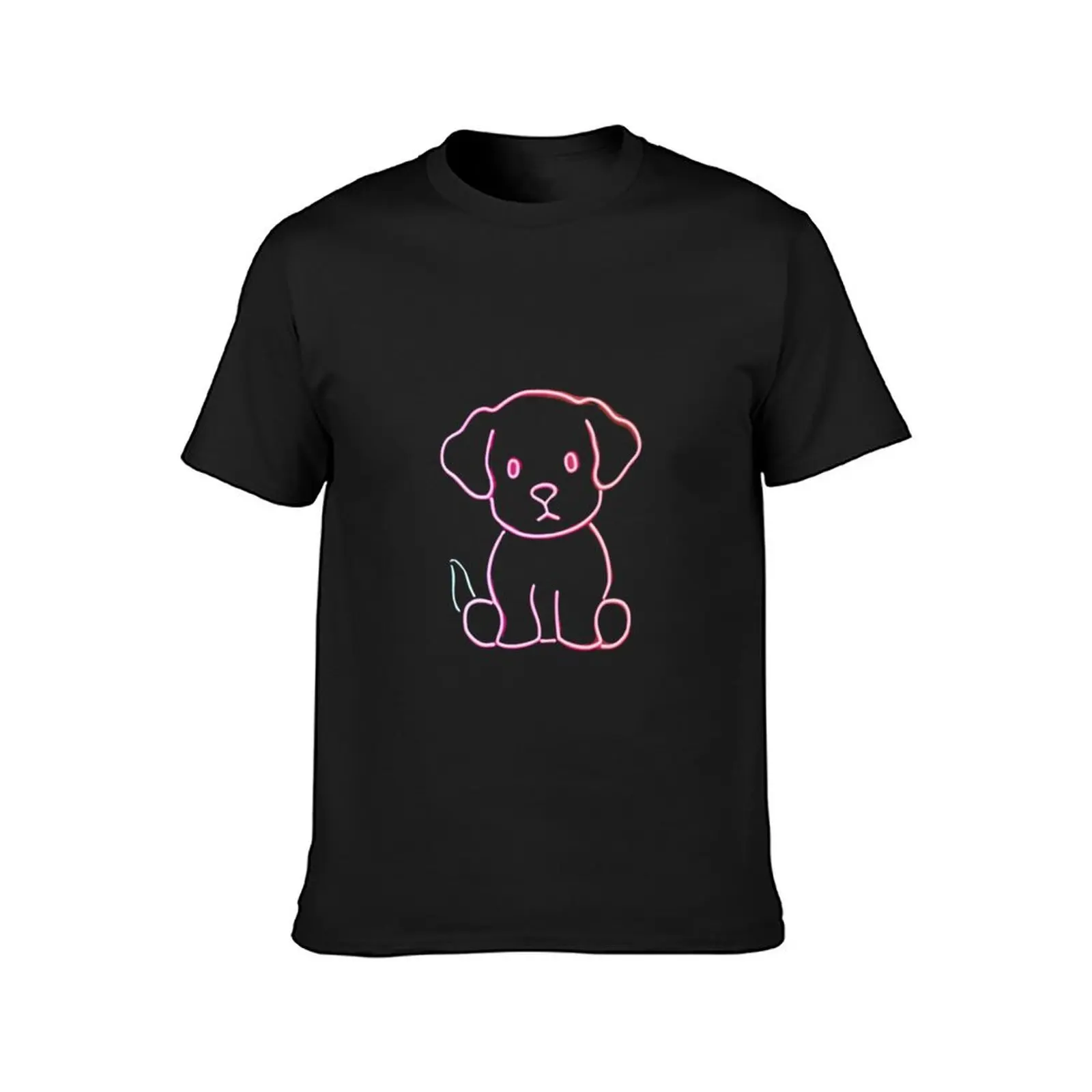 Neon Puppy - Neon Pup Pixelated Art T-Shirt Bea Cukai kaus grafis pakaian musim panas polos pria t shirt