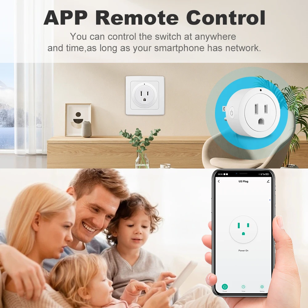 Tuya Smart Life Wifi Plug US Socket Wireless Switch Smart Home App Timer Scene Linkage Support Alexa Google Home Voice Assitant