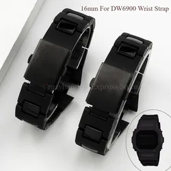 16mm For CASIO DW6900/DW9600/GW-M5610/DW5600 Black Plastic Strap Accessories Water-resistant and Rust-resistant Sports Strap