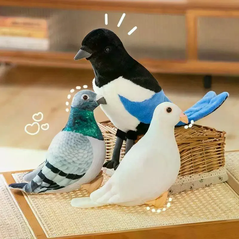 1Pcs Simulation White Green Pigeon Stuffed Animal Doll Lifelike Bird Plush Toys Photography Props Home Decor Gifts