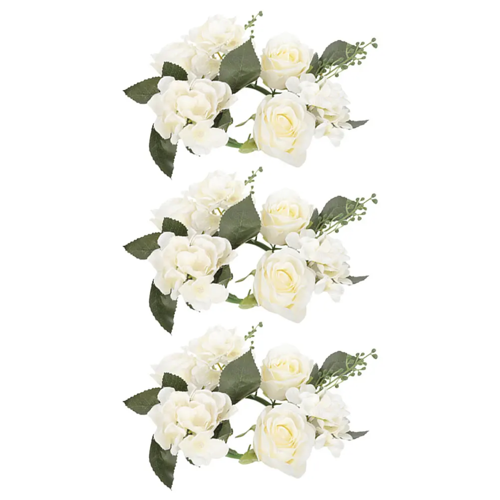 

3pcs Artificial Wreath Ring Wedding Table Decor Pillar Ornament Fake Wreath Best Husband Ever Gifts Party Props