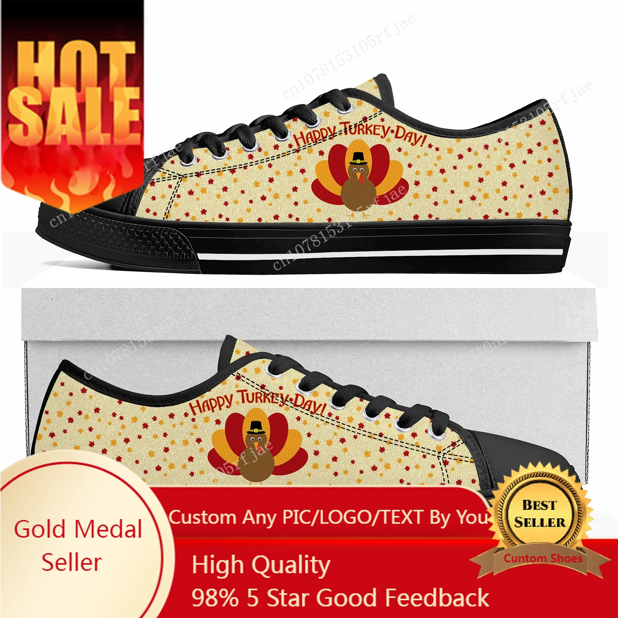 

Thanksgiving Day Festival Custom Made Low Top Sneakers Womens Mens Teenager Shoes Casual Tailor Made Canvas Sneaker