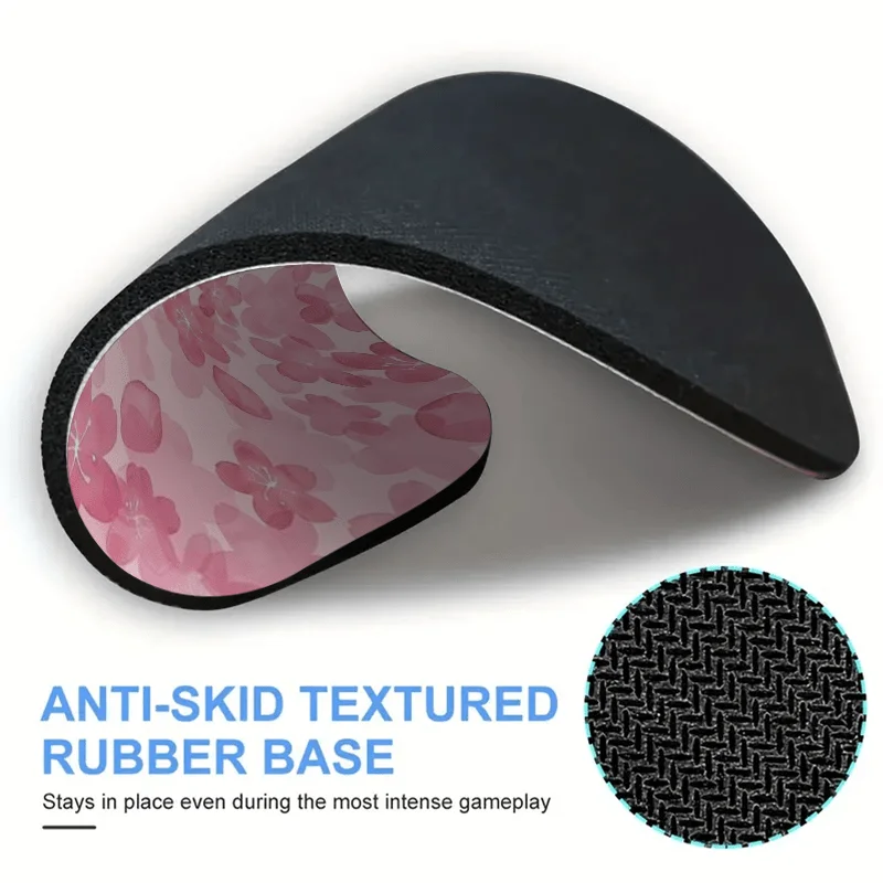 Pink Sakura Design Round Mouse Pad Anti-Slip Rubber Base Portable Office Desk Pads Computer Notebook PC Accessories