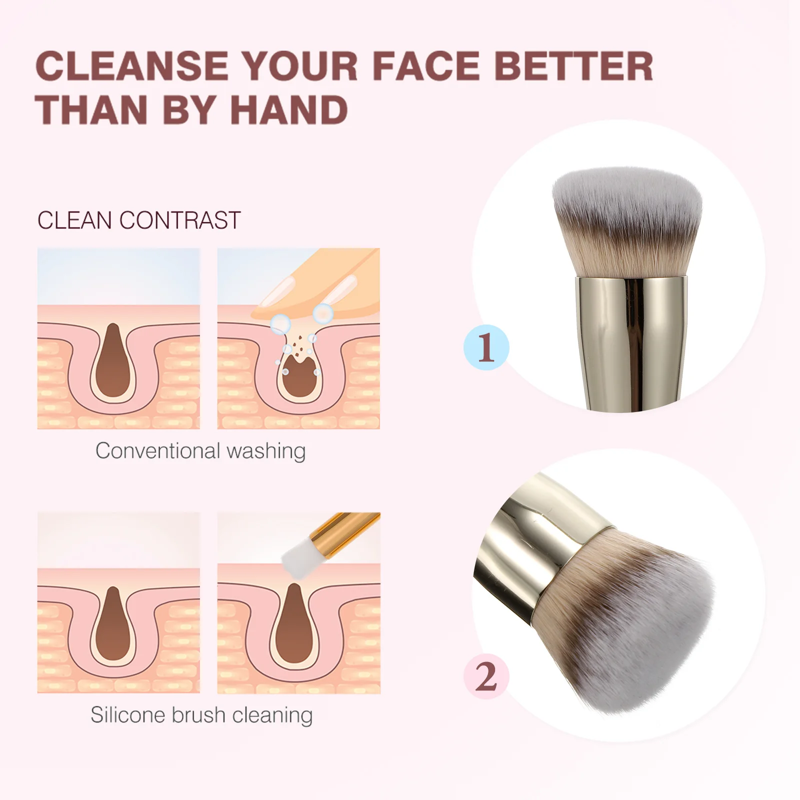 Makeup Foundation Brush Portable Lightweight Ergonomic Cosmetics Brush Blending Tool for Powder Cream Liquid Application