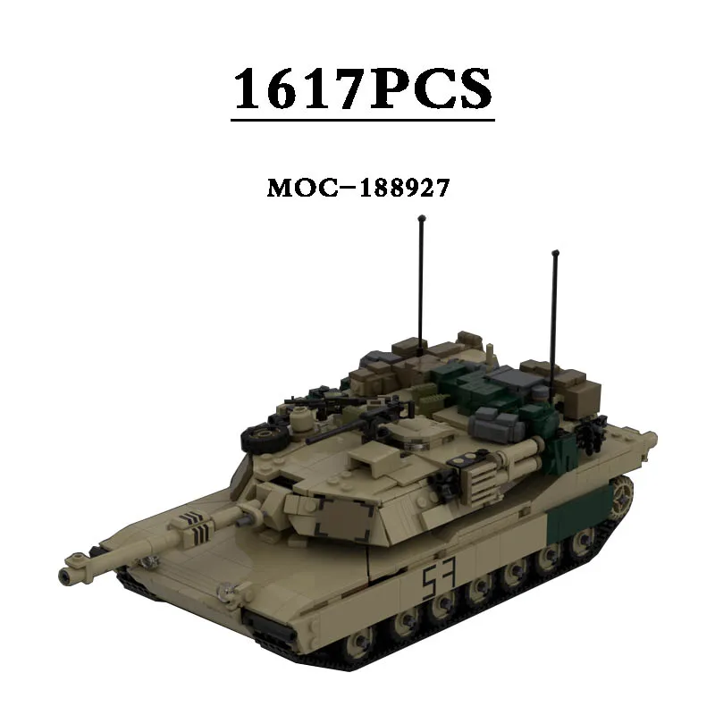 

Tank War MOC-188927 Mecha M1A2 Tank Vehicle Building Block Toy Model 1617PCS DIY Toys Birthday Gift Kids Christmas Gifts