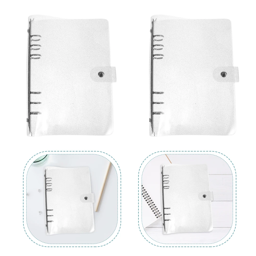Couverture de carnet de notes en PVC, 2 pièces, coque de planificateur à feuilles mobiles, classeur de Journal à Six anneaux pour organisateur de planificateur quotidien, classeur transparent