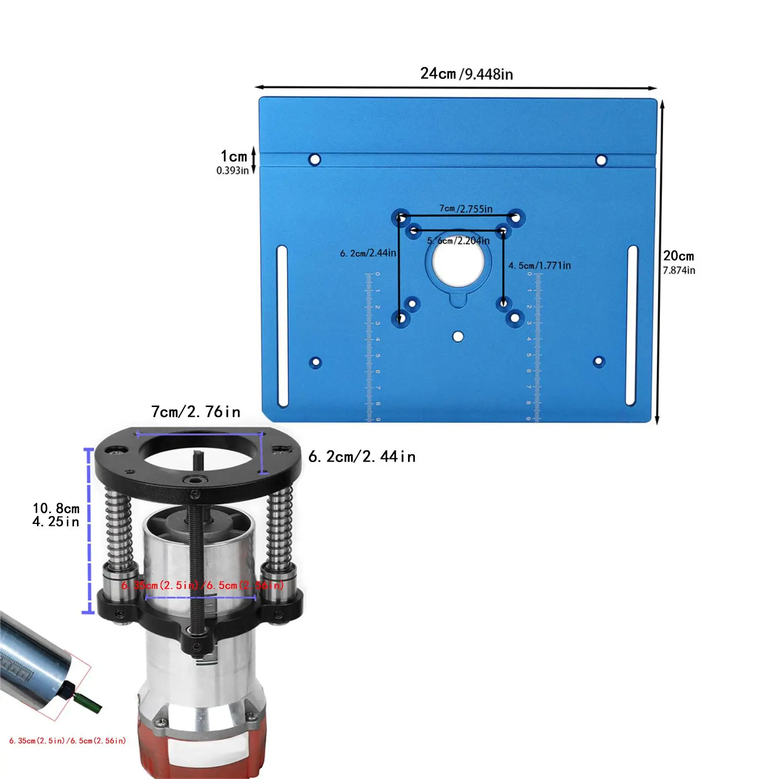 Router Lift System with Top Plate Rustproof for Woodworking Machine Aluminum