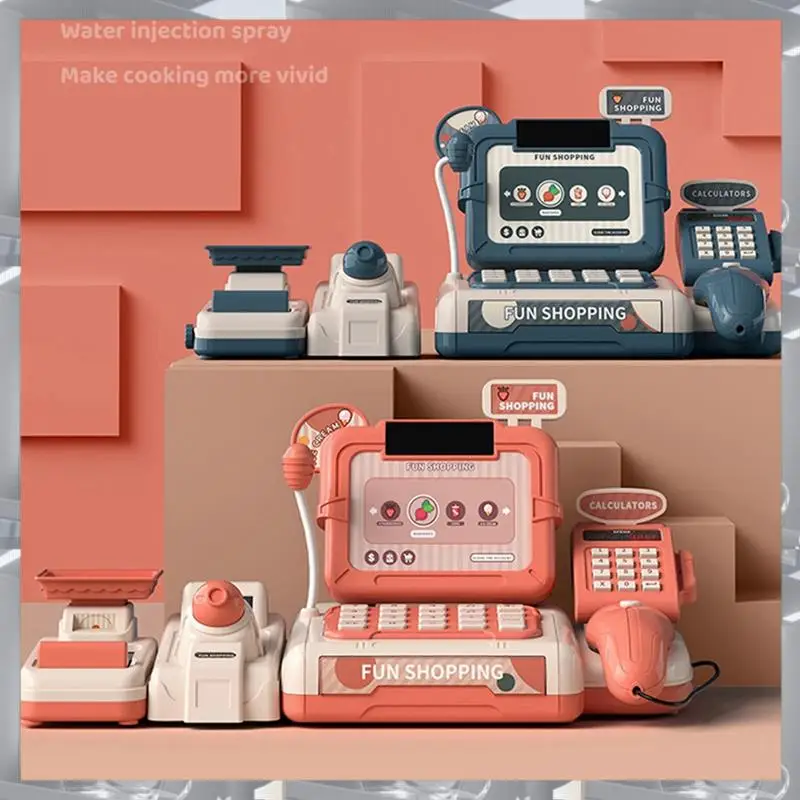 

A84F-Kids Cash Register Pretend Cash Register Pretend Play Calculating Kids Accessories Scanner &Sounds Light Cash Register