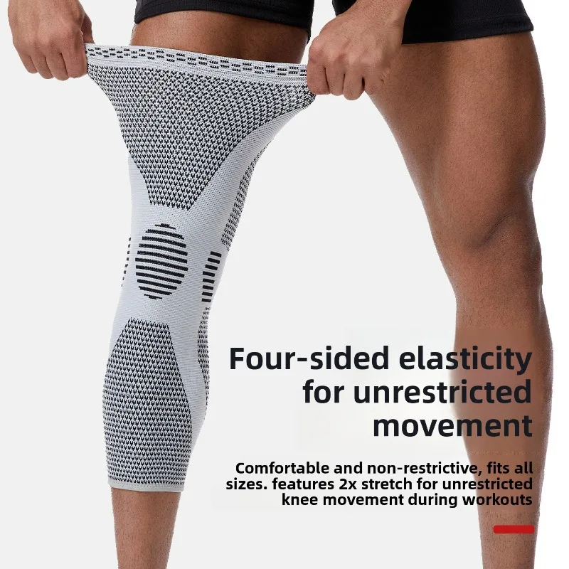 Men Knitted Breathable Compression Knee Pads for Basketball Running Riding with Meniscus Support Pressurized Protective Sleeves