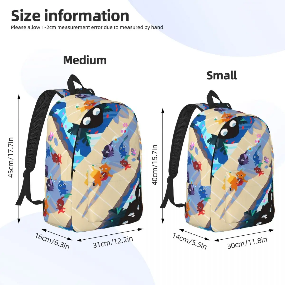 Video Game Pikmin Backpack for Preschool Primary School Student Bookbag Boy Girl Kids Daypack Gift