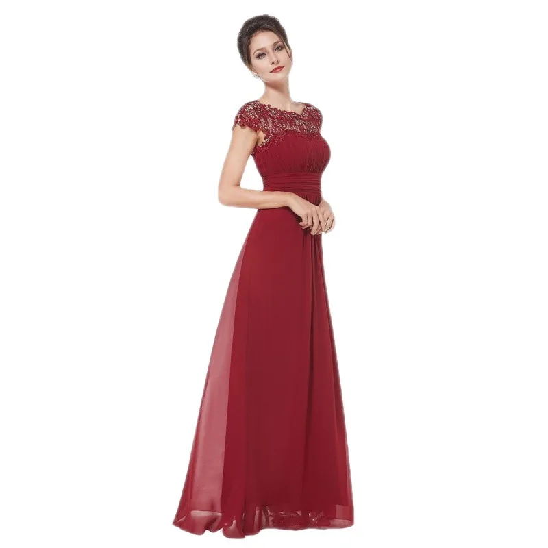 New G232023 Lace Dr Maid of  Evening Gown Women's Faion Spring  Svel awl Long Skirt Polyester Chiffon