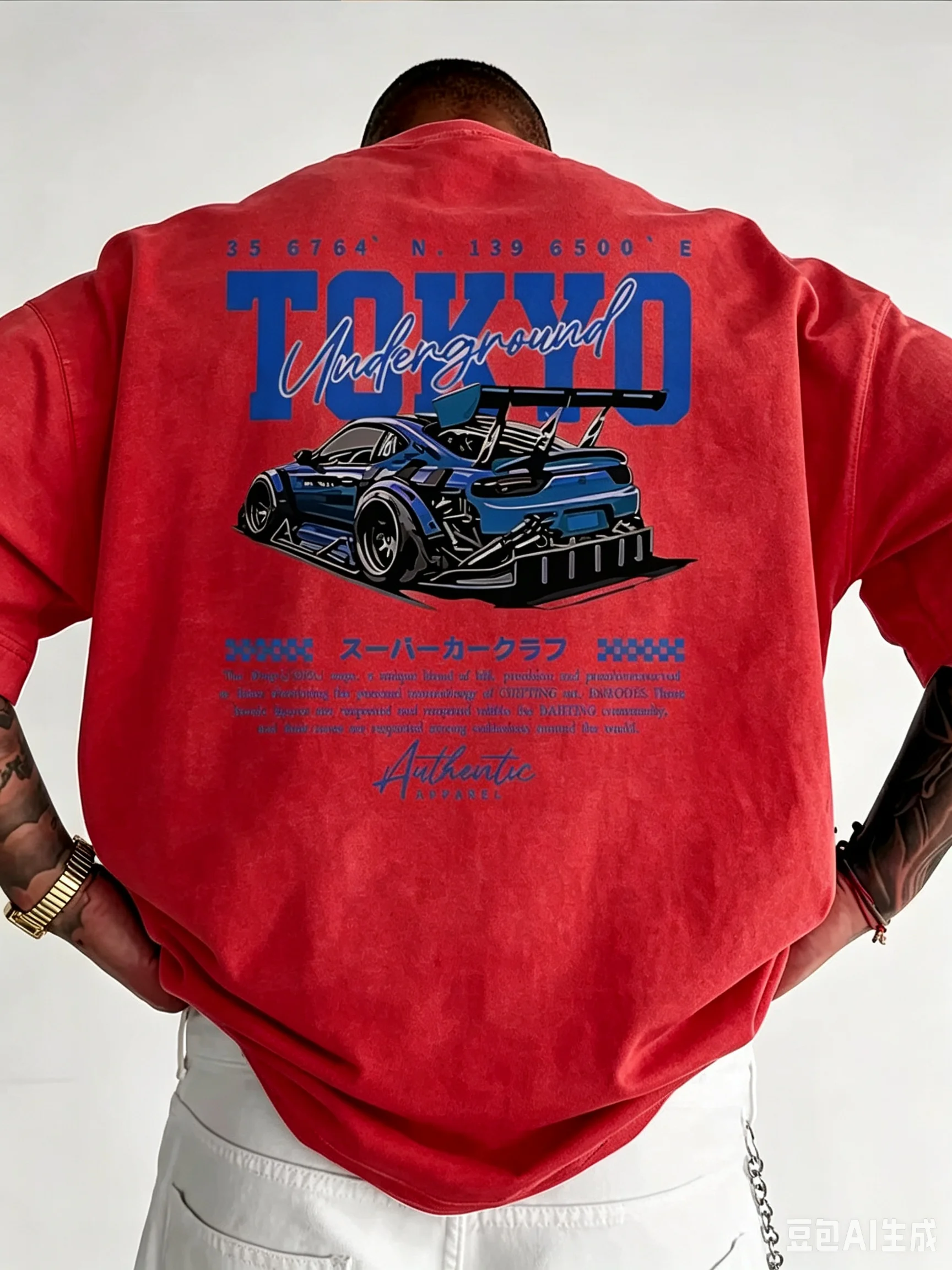 Men's Racing Car JDM Drift T-Shirt Tokyo Speed Graphic Drift Racing Design with Text Loose Fit Casual Summer Tee