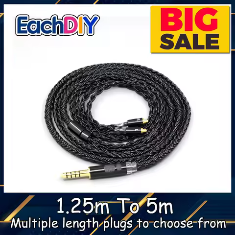 16 Core Black Braided Earphone Cable For FiiO FH9 FH3 FH7s FH15 F5s Pro FD15 FD3 FA7s FA19 LN008872