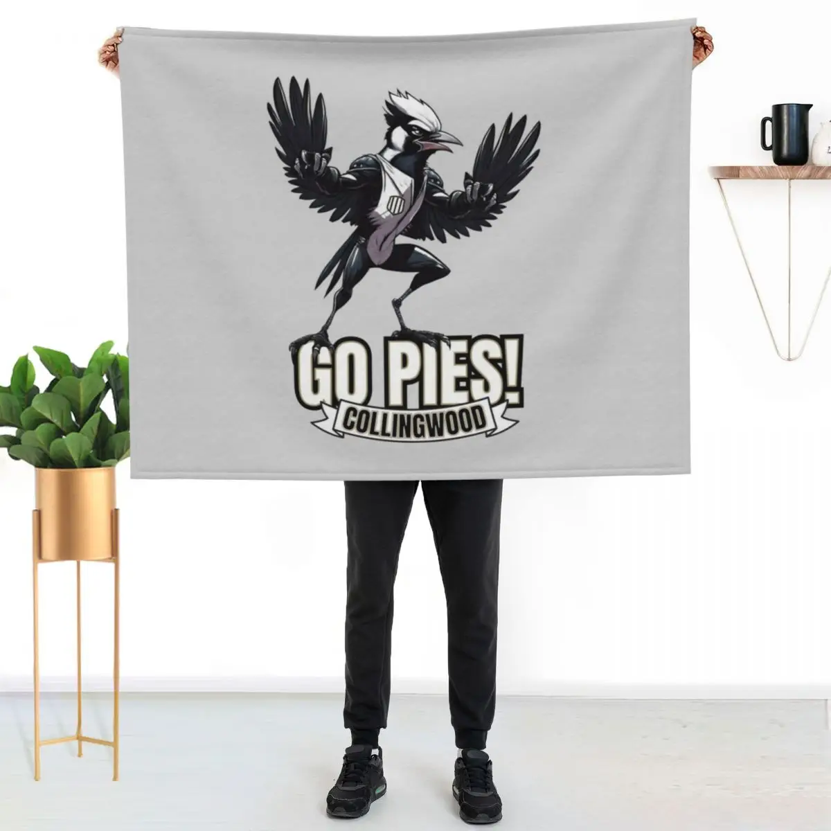 

Collingwood Go Pies! Magpies Throw Blanket Shaggy Furry Soft Blanket for Bedroom Living Room