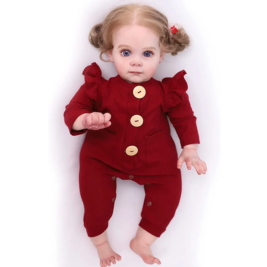 

20 inch Rebirth Doll - Super realistic newborn princess wearing red clothing, standing steadily, endless play, and unforgettable Halloween Christmas gifts. Emotional partner suitable for children over 3 years old
