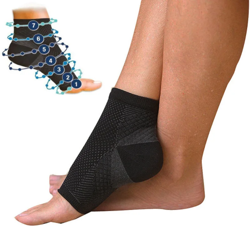 6 Buah = 3 Pasang Kaus Kaki Kasual Ketat Nilon Ujung Terbuka Kompresi Uniseks Fashion Baru Lembut Kaus Kaki Pemulihan Melindungi Kaus Kaki Tumit Radang Sendi