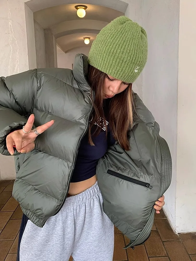 Imagem -02 - Cabolsas Acolchoados de Algodão Soltos para Mulheres Parkas Grossas Jaquetas Coreanas Gola Alta Roupas Femininas Pretas Moda Inverno Quente