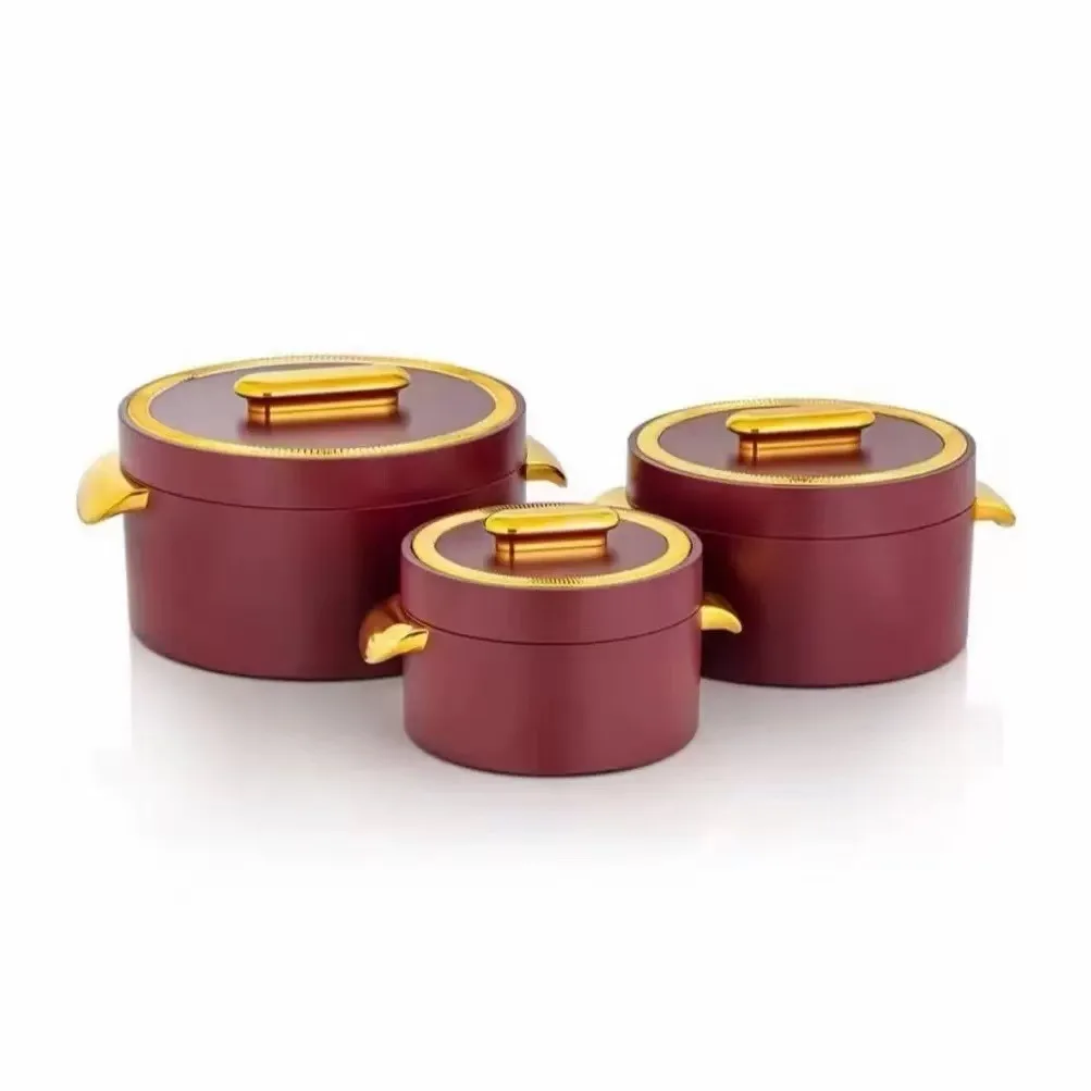 1L-2L-3.5L Kitchen Food Warmer Container Set (3-Piece) Insulated Eco-Friendly Boxes with Gold Handles for Giveaways