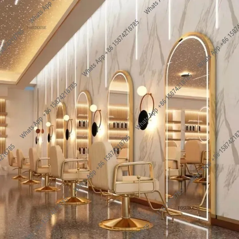 

LA Luxury Hair Salon Furniture Barber Shop Hairdressing Mirrors Modern Wall Mounted Touch Screen Decorative Mirror With Led Ligh