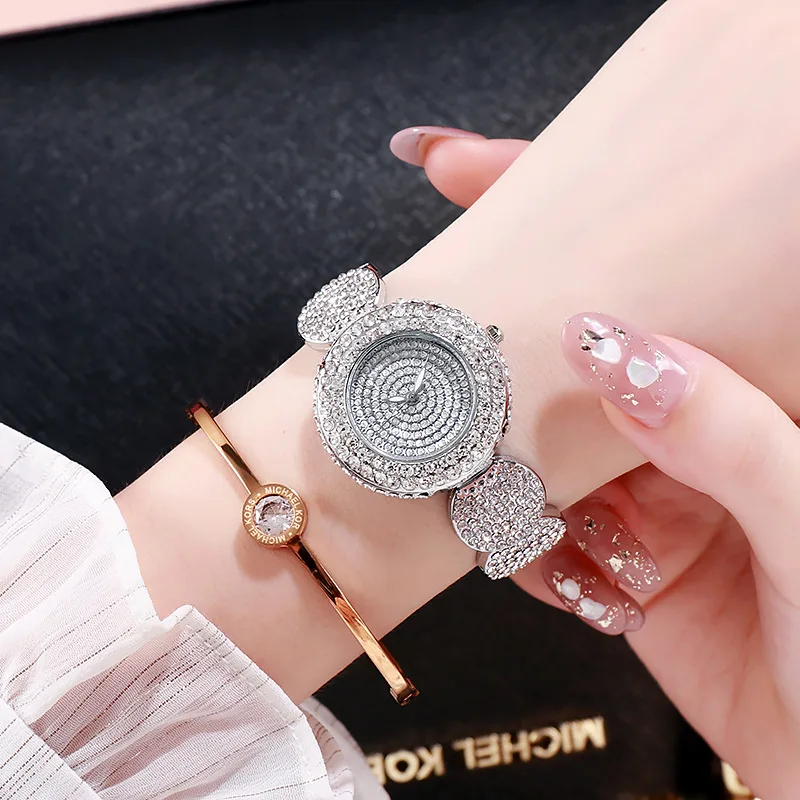 Relógio feminino cheio iced para fora ouro strass relógio de pulso senhoras simples relógios venda quente simples moda menina presente reloj mujer relogio