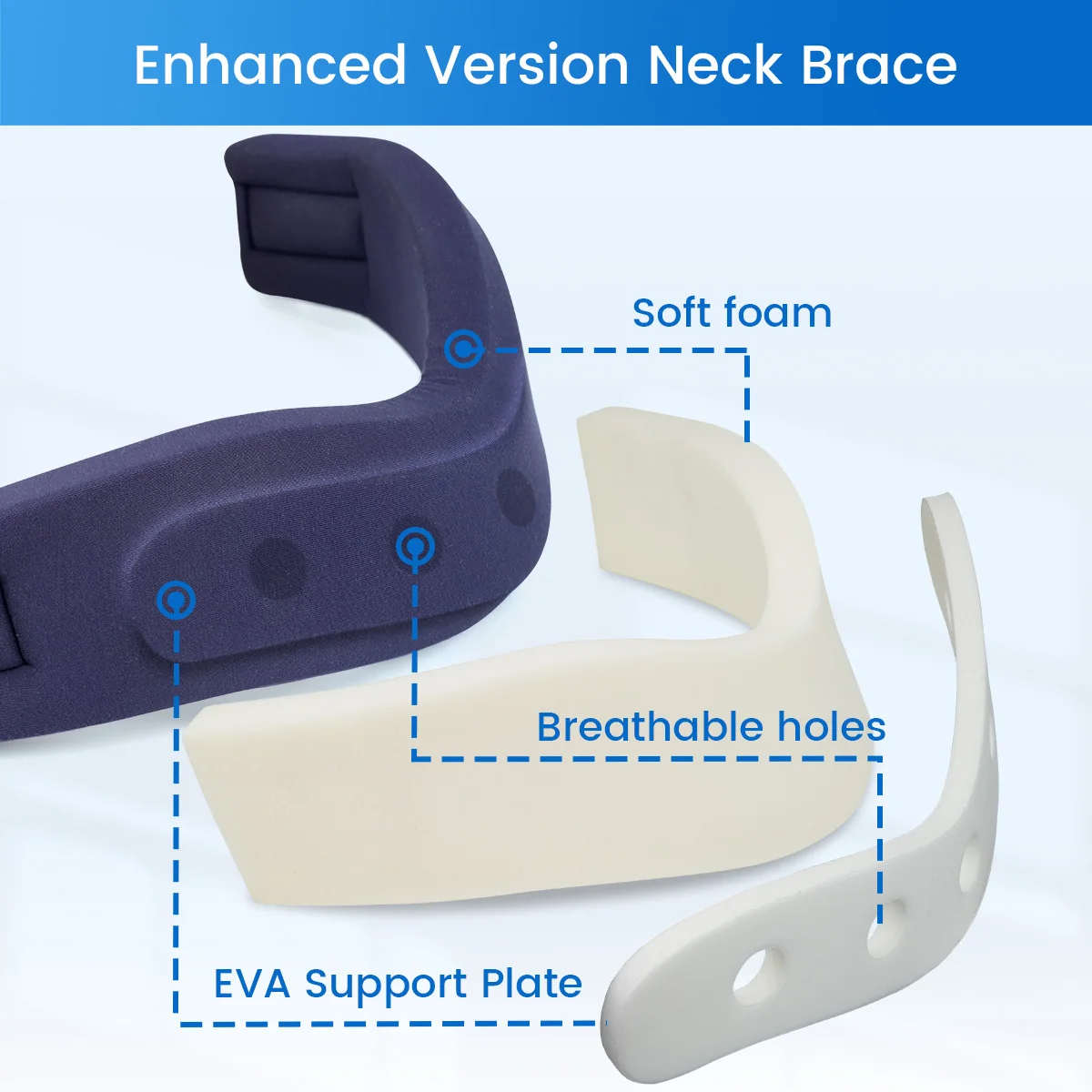 VELPEAU Neck Brace Adjustable Cervical Collar for Migraine, Snoozing and Pain Relif Soft Neck Support with Replacement Cover